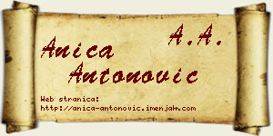 Anica Antonović vizit kartica